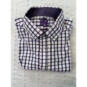 English Laundry Christopher Wicks Plaid Shirt Mens 17.5 32/33 Purple Cotton